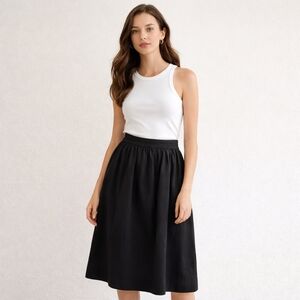 Zara Woman Black Midi Skirt | A-Line Flowy Minimal Classic